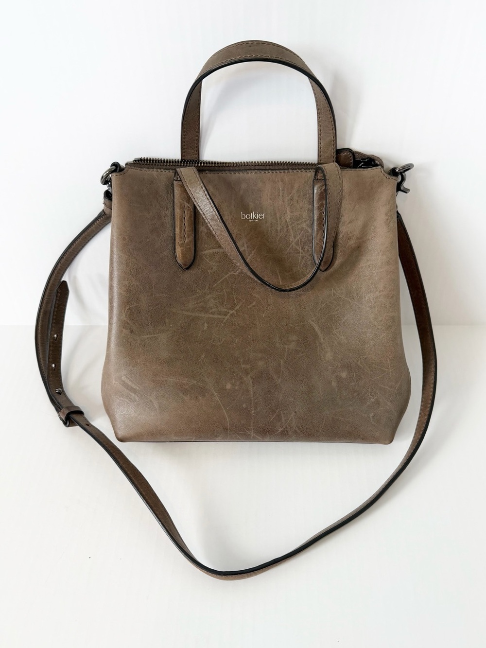 Botkier Brown Leather Highline Crossbody Satchel Bag with Top Handles